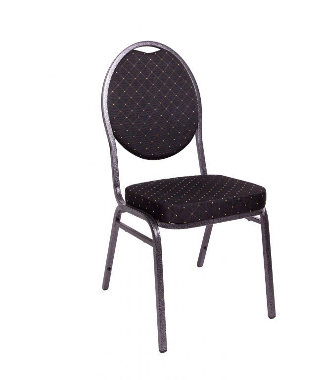 Pevná kongresová interiérová židle, kov / textilní polstrování, nosnost 140 kg, černá
