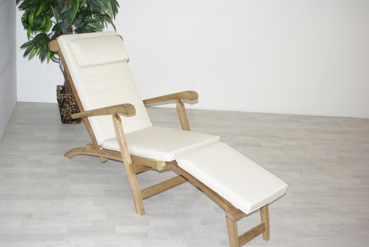 Luxusní pratelné polstrování pro židle a lehátka 2v1, odpojitelná nožní část, krémové