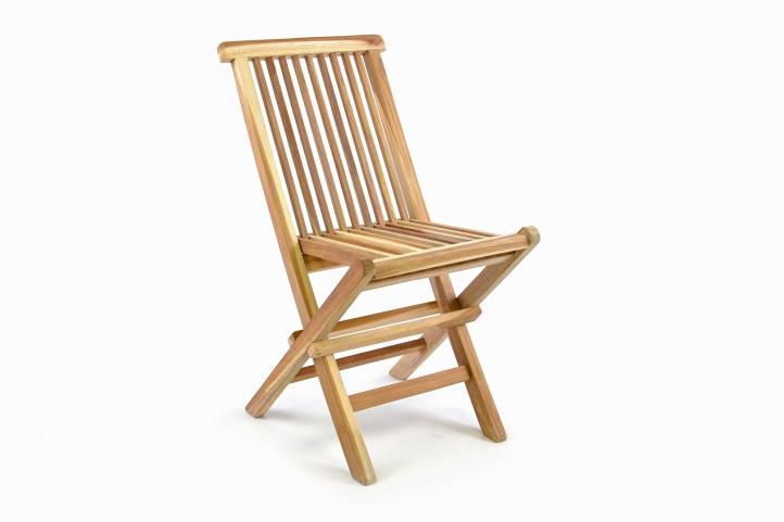 Menší dětská dřevěná zahradní židle, teakové dřevo, skládací, bez područek