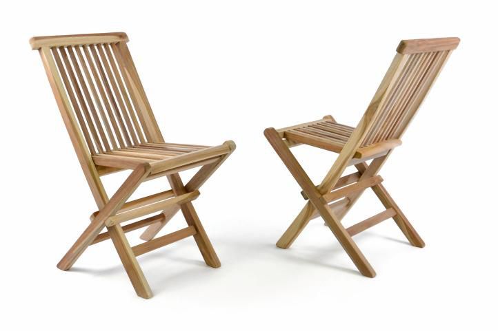 2x menší dětská dřevěná zahradní židle, teakové dřevo, skládací, bez područek