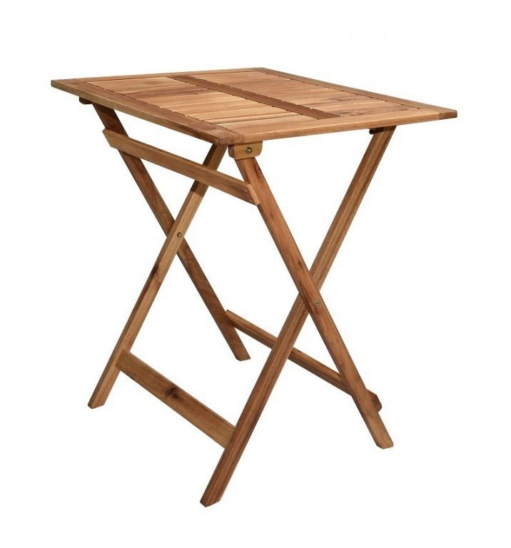 Malý skládací zahradní / balkonový stolek, masivní dřevo akácie, 65x55 cm