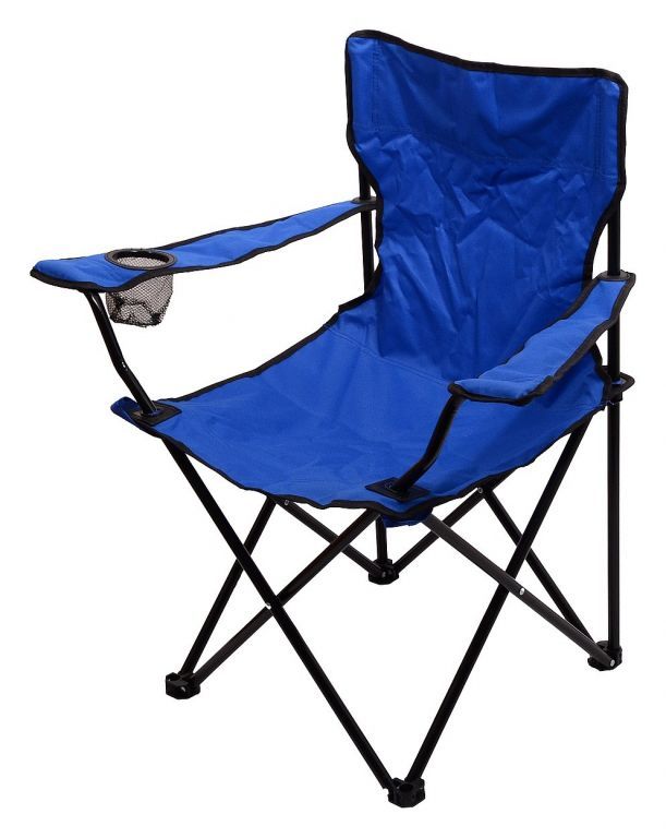 Kempinková skládací židlička s opěrkami rukou a zad, modrá