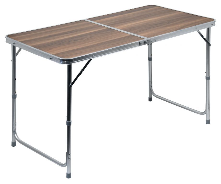 Větší kempinkový skládací stůl pro 4 osoby, nastavení výšky, 120x60x66cm