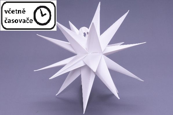 Svítící vánoční hvězda s časovačem, na baterie, vnitřní, bílá, 35 cm