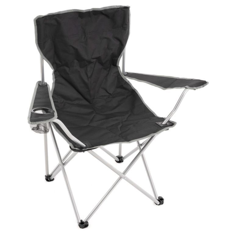 Skládací kempingová židle přenosná do 120 kg, černá