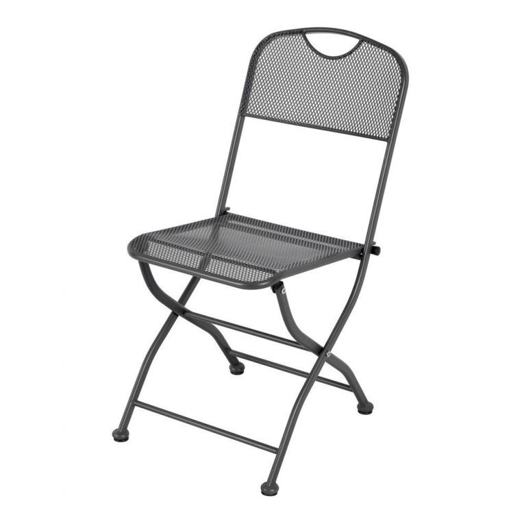 Kovová židle bistro na terasu / balkon, skládací, drátěná- tahokov, černá, do 100 kg