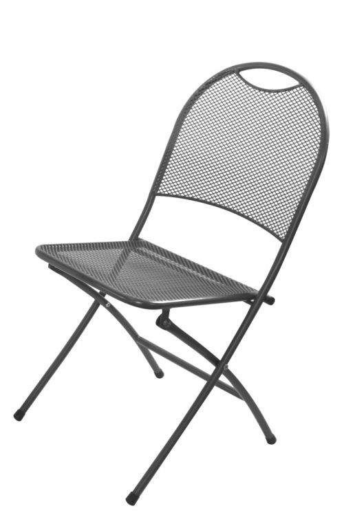 Zahradní kovová židle tahokov, bez područek, skládací, černá, do 100 kg