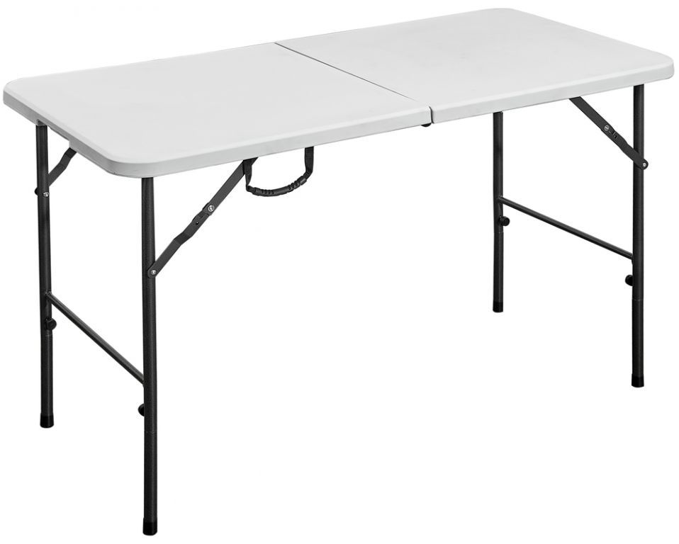 Skládací stůl venkovní + vnitřní, catering / pořádání akcí, kov + plast, bílý, 120 cm
