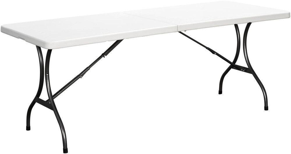 Skládací stůl venkovní + vnitřní, catering / pořádání akcí, kov + plast, bílý, obdélníkový, 244x76 cm