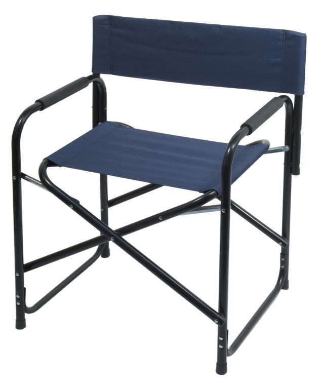 Outdoorová skládací židlička s kovovým rámem, skládací, do 120 kg, černá / modrá