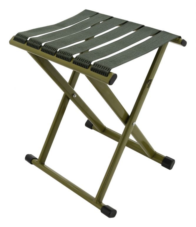 Kempingová stolička rozkládací, kovový rám + textilní pásy, zelená