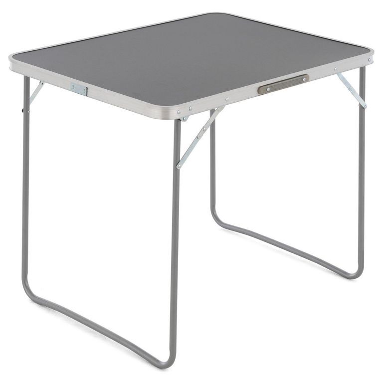 Skládací kufříkový stolek na kempování, ocelový rám, antracit, 80x60 cm