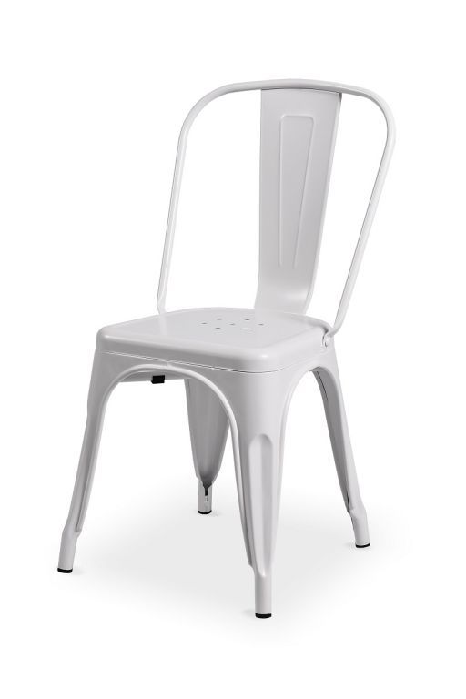 Kovová bistro židle v retro designu bílá, stohovatelná, do 120 kg