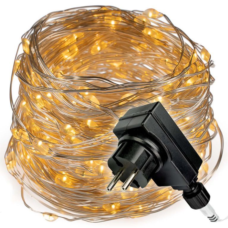 Svítící dekorativní řetěz- drátek s LED diodami venkovní + vnitřní, časovač, 200 LED, 14,9 m