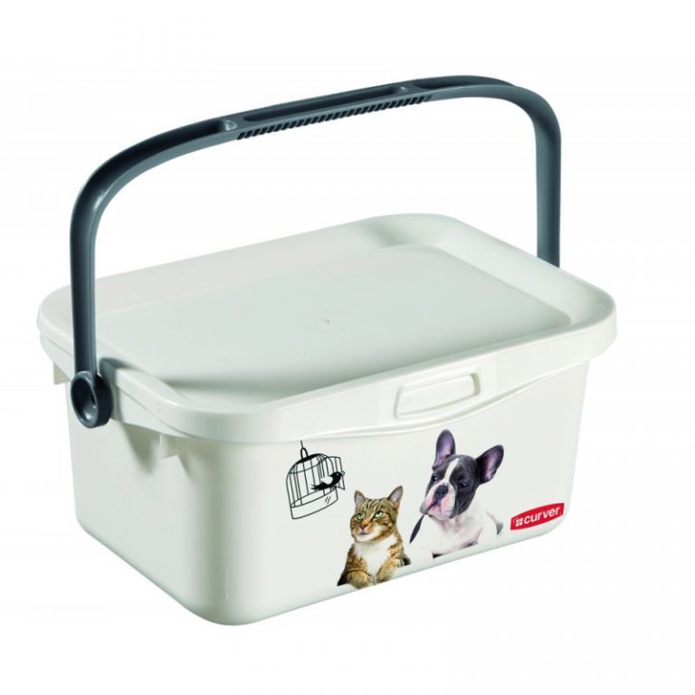 Plastový box s víkem a madlem na krmivo pro psy a kočky, 3L