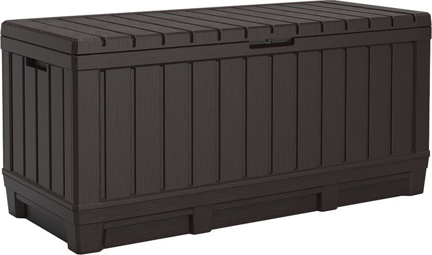 Tmavě hnědý masivní zahradní box s možností sezení, 350 L, 59x128x54 cm