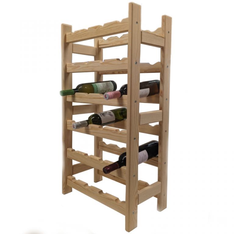 Dřevěný stojan na lahve vína do kuchyně / sklepa / spíže, na 24 lahví, 44x90x25 cm