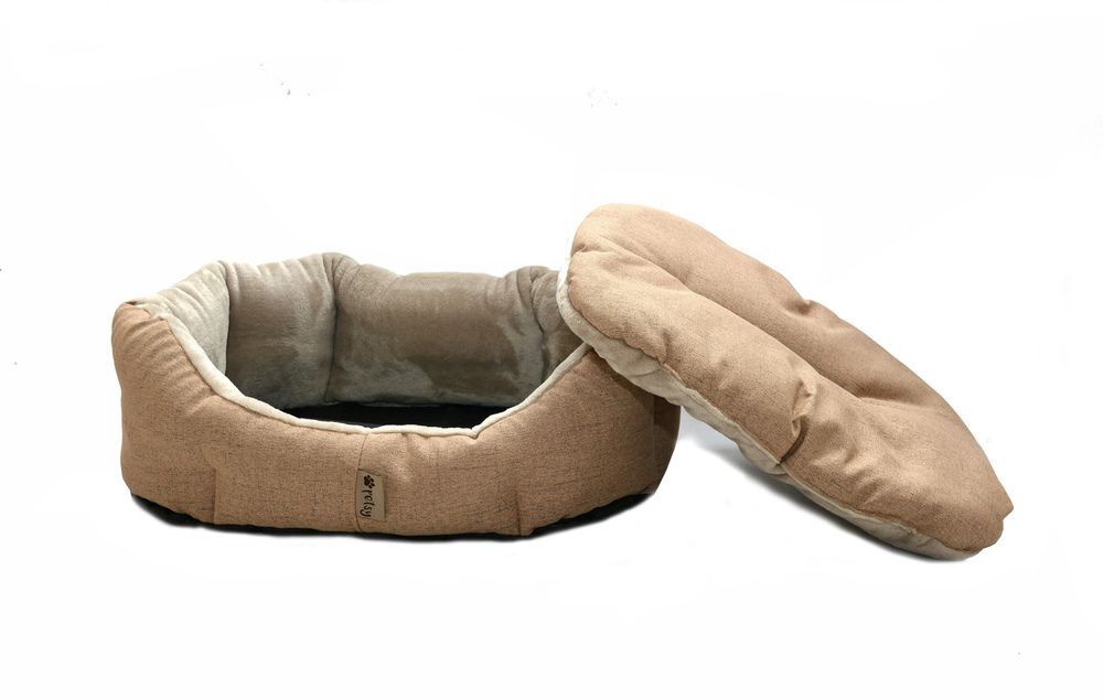 Pelíšek pro psa hnědý polyester / duté vlákno, pratelný, nepromokavé dno, 90x70 cm
