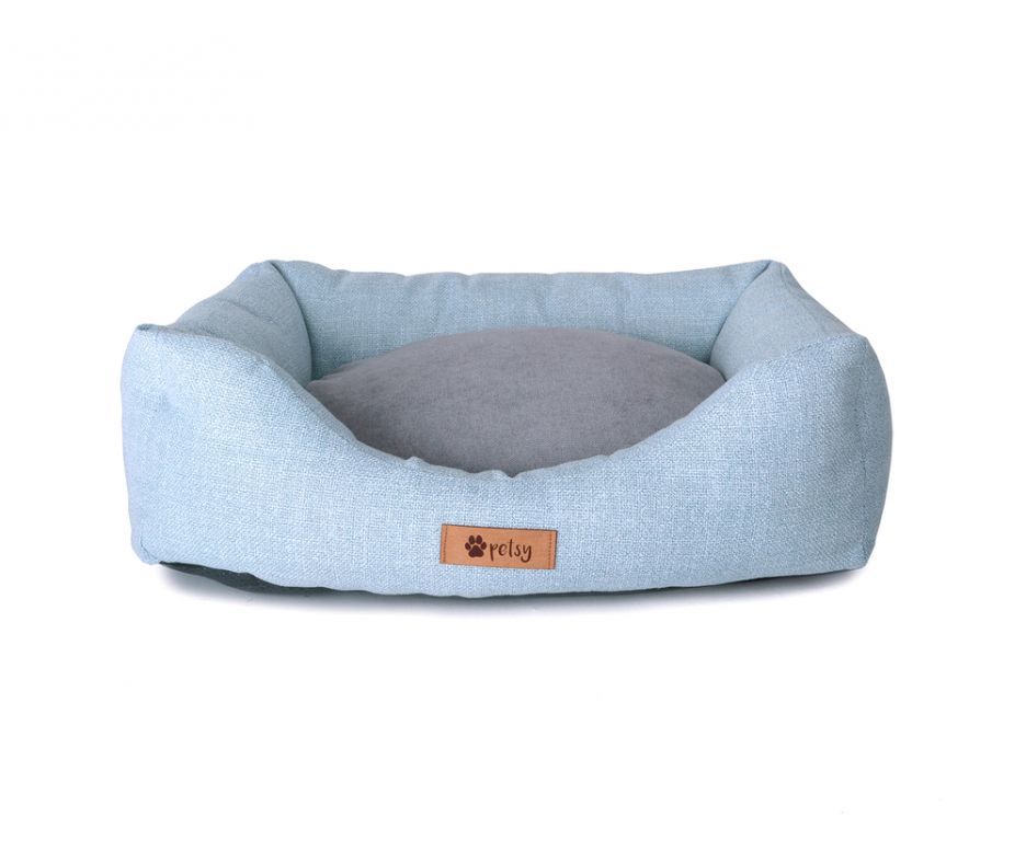 Luxusní pelech pro psa s měkkým vyndavacím polštářem na zip, pratelný, modrý, 65x50 cm