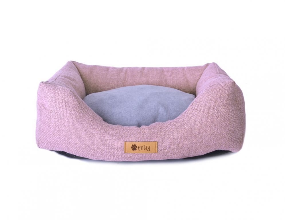 Kvalitní pelíšek pro psa z odolného polyesteru, vyjímatelný polštář, růžový, 65x50 cm