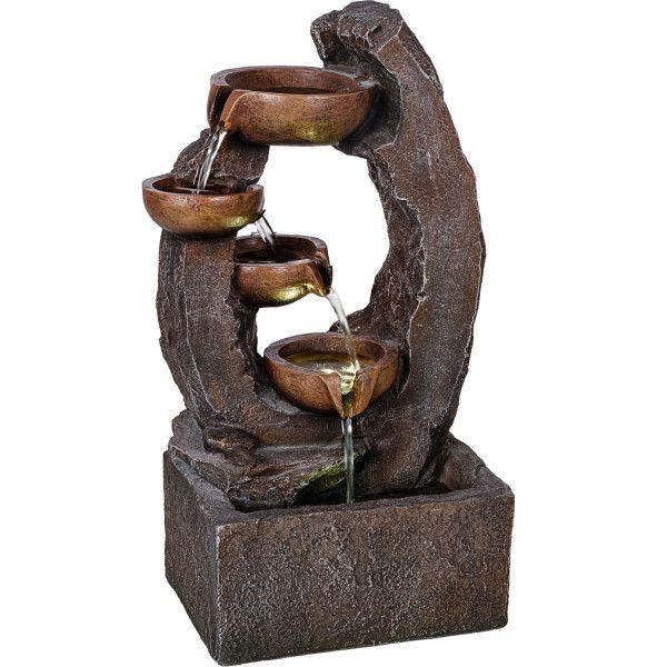 Designová fontánka s tekoucí vodou, elektrické čerpadlo, 3 misky, 46 cm