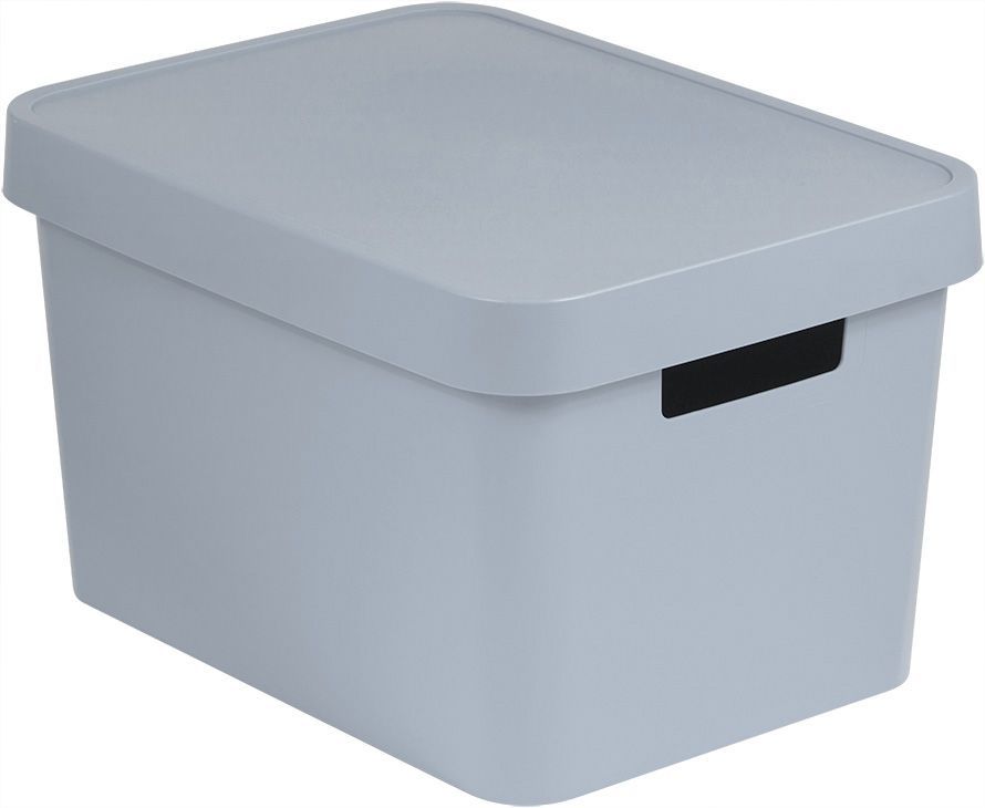 Úložný box do bytu plastový s víkem bez otvorů, šedý, 17 L, 36,3x22,2x27 cm