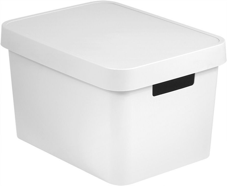 Úložný box do bytu plastový s víkem bez otvorů, bílý, 17 L, 36,3x22,2x27 cm
