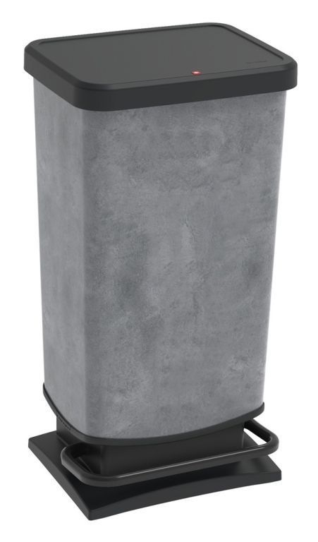Designový větší odpadkový koš pedálový s rámečkem pro uchycení pytle na odpadky, beton / černá, 40 L