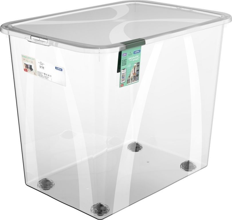 Velký úložný průhledný plastový box s kolečky do bytu / dílny 70 L, 39x47x57 cm