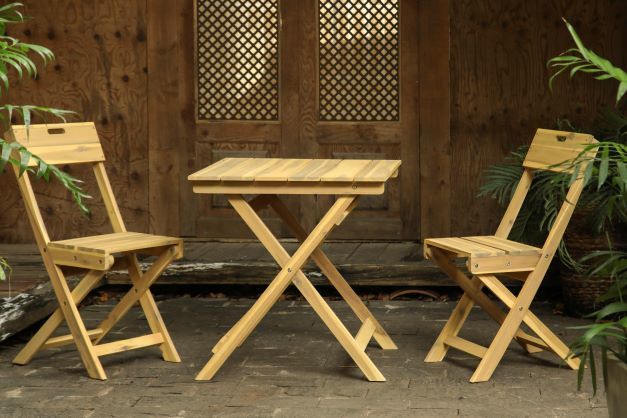 Malý balkonový set / bistro set nábytku pro 2 osoby masivní dřevo akácie, skládací židle