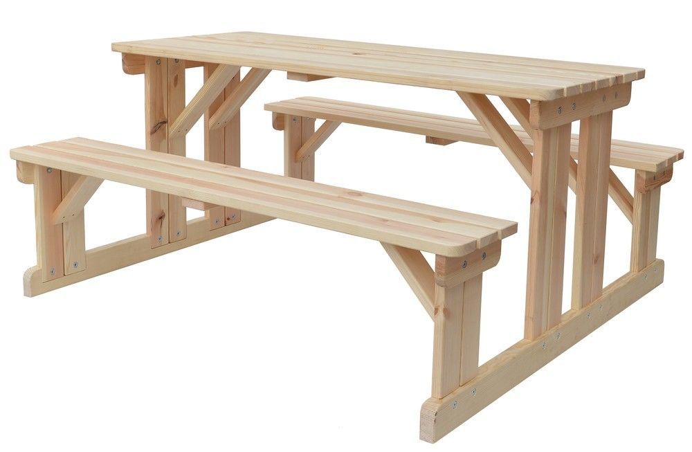 Zahradní pivní set nábytku dřevěný - masiv borovice, nelakovaný, 180 cm