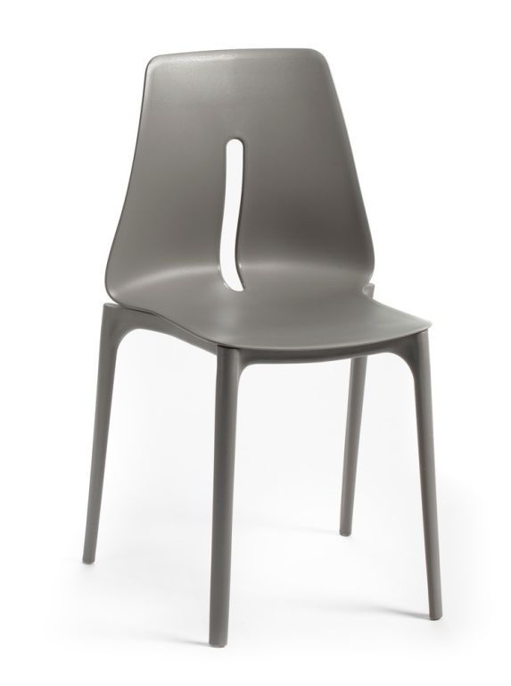 Moderní šedé plastové křeslo k jídelnímu stolu, bez područek, venkovní + vnitřní, do 150 kg