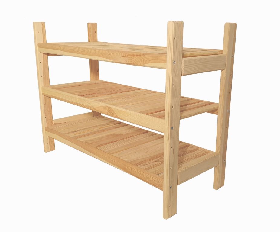 Nízký dřevěný policový regál do kuchyně / koupelny / spíže, 60x54x25 cm