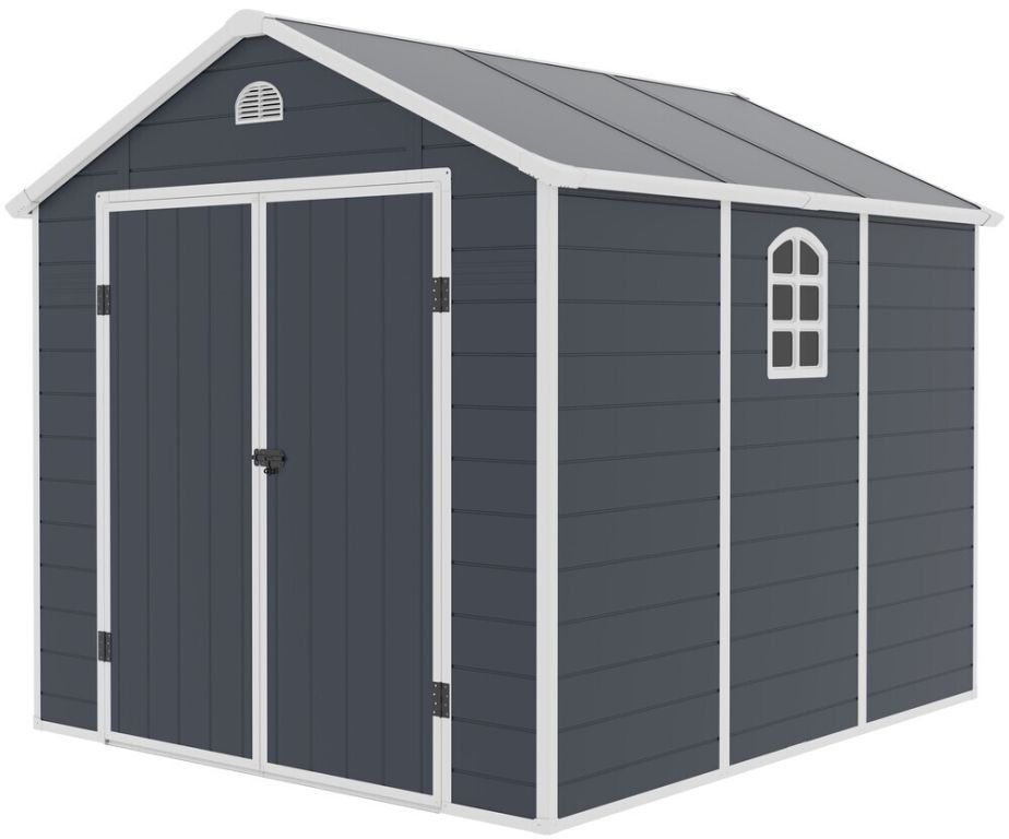 Moderní zahradní domek tmavě šedý, na nářadí / sekačku / kola, 280x242x239 cm