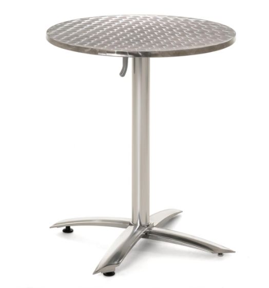 Bistro stolek kulatý venkovní + vnitřní sklopný, nerez / hliník, průměr 60 cm