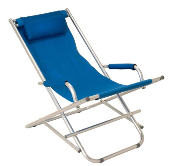 Skládací kempingová židle s hliníkovým rámem, modrá, do 110 kg