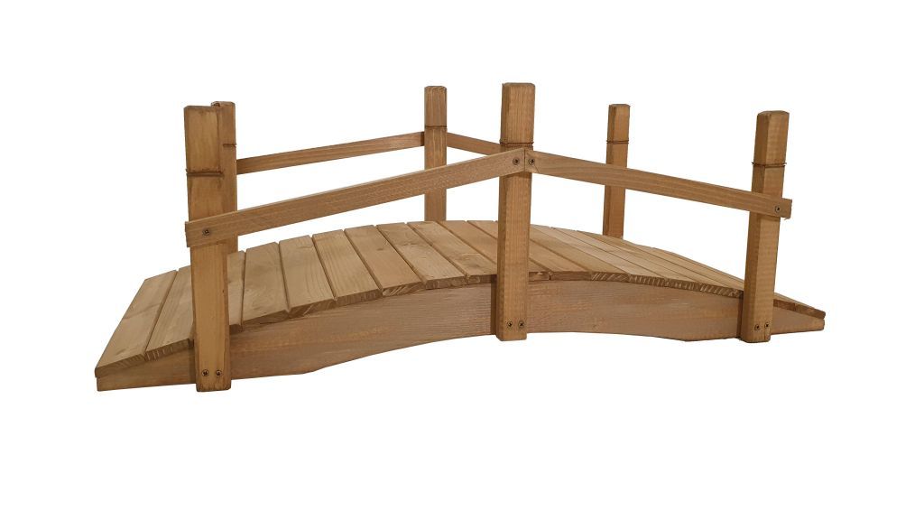 Levný dřevěný most na zahradu, masiv, se zábradlím, 71 cm