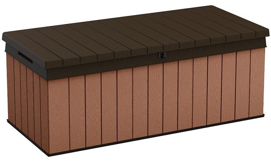 Úložný box s otevíracím víkem na terasu / balkon / zahradu, uzamykatelný, hnědý, 380 L