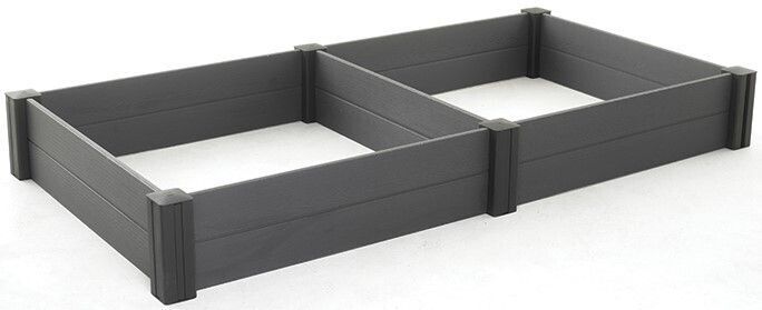 Vyvýšený záhon bez dna plast - imitace dřeva, šedý, 121,5x121,5x27 cm