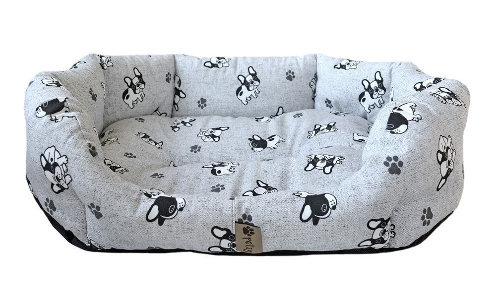 Pratelný pelíšek pro buldočka bavlna / duté vlákno, šedý, 65x50 cm