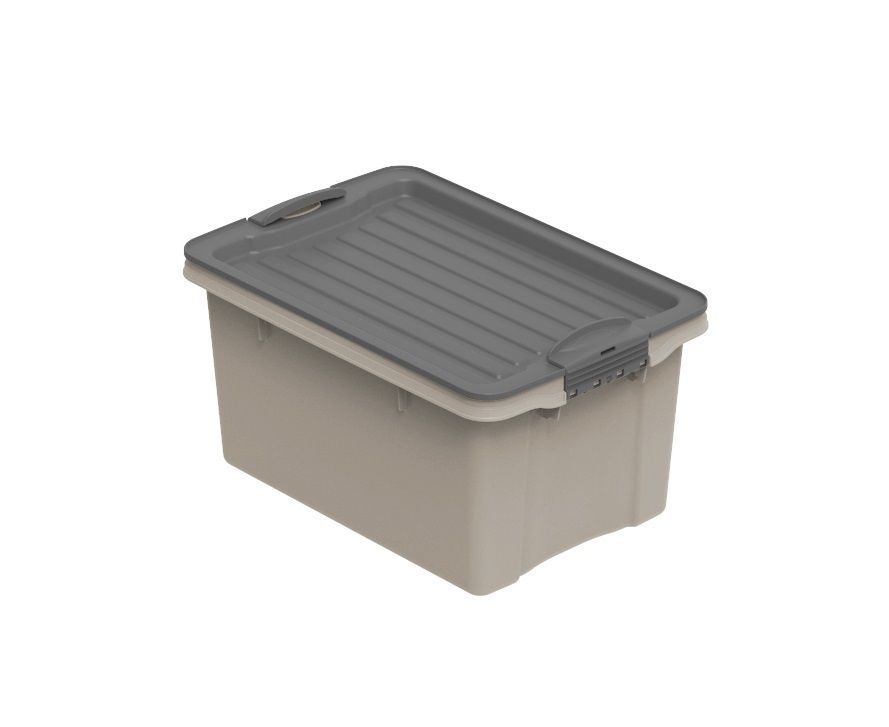 Plastový úložný box víko s klipy do domácnosti / dílny / garáže, cappuccino, 4,5 L