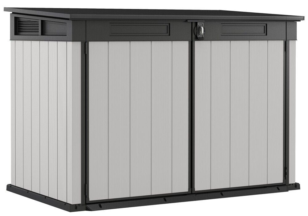 Velká úložná venkovní skříň na kola / popelnice / gril, šedá, 191x109x133 cm