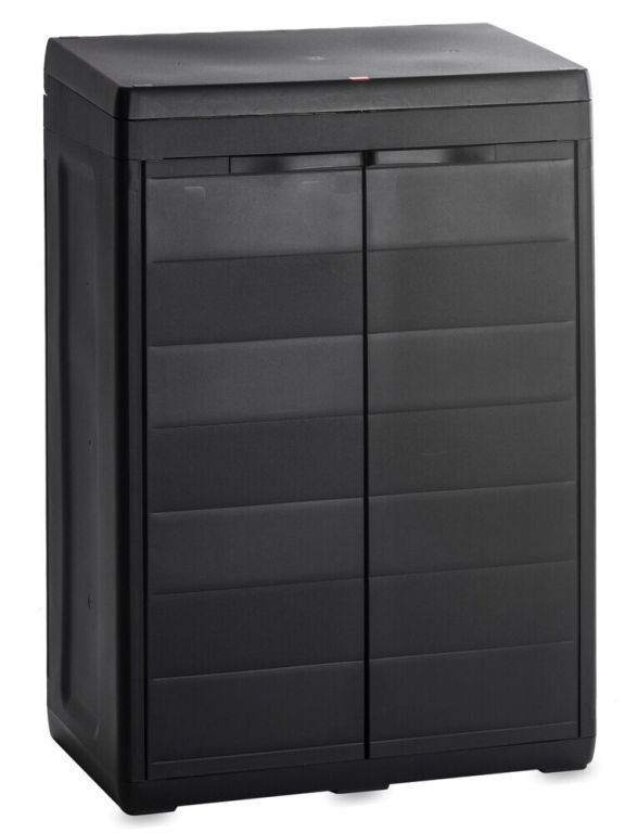 Plastová skříňka na tříděný odpad černá do domácnosti / kanceláře / dílny, 65x95x38 cm